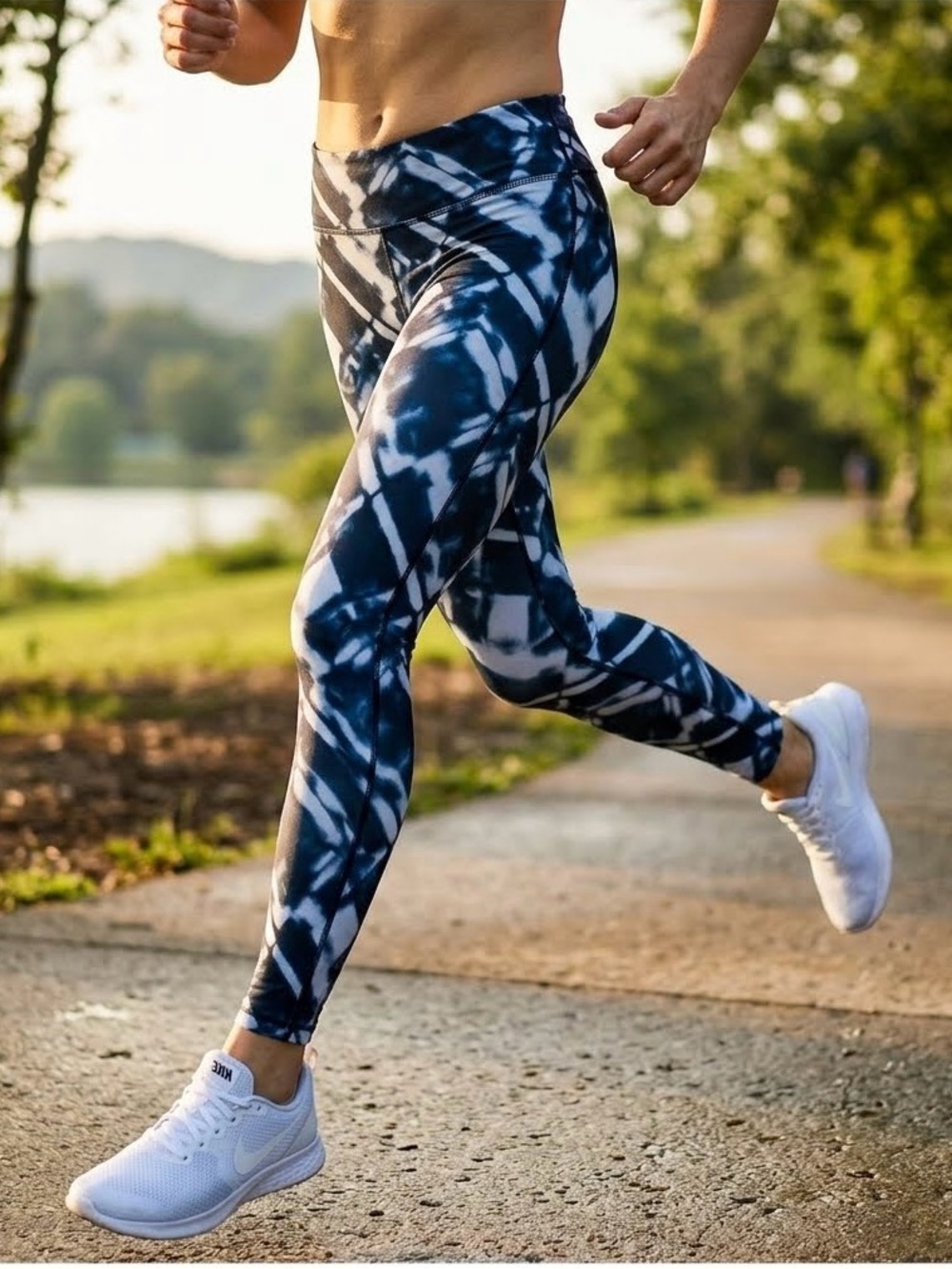 Nike Dri-Fit Power Epic Run Printed Mesh Panels Running Leggings Size Small
